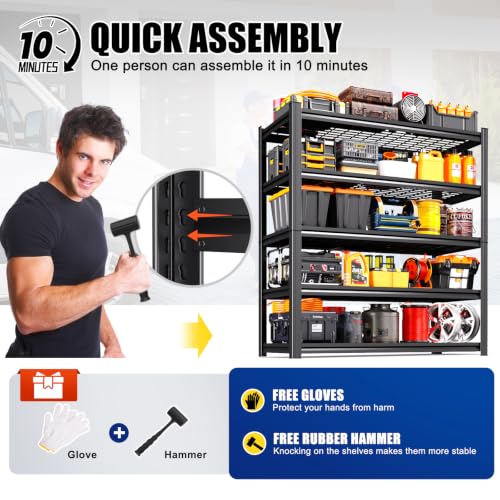 AOAORGG Heavy Duty Metal Garage Shelving Unit 71.2"H x 35.4"W x 16"D Adjustable Storage Shelves