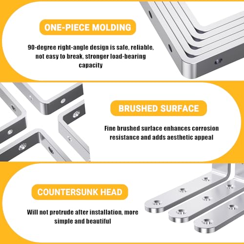 WENQUIT 25-Pack Silver 4x4 Inch Heavy Duty Stainless Steel Angle Brackets