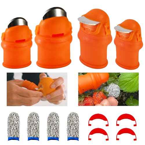12 Pcs Gardening Thumb Knife Set, Finger Cutter with Anti-Cutting Finger Protector, Thumb Cutter for Vegetable Garden, Harvesting and Deadheading, Present for Gardeners