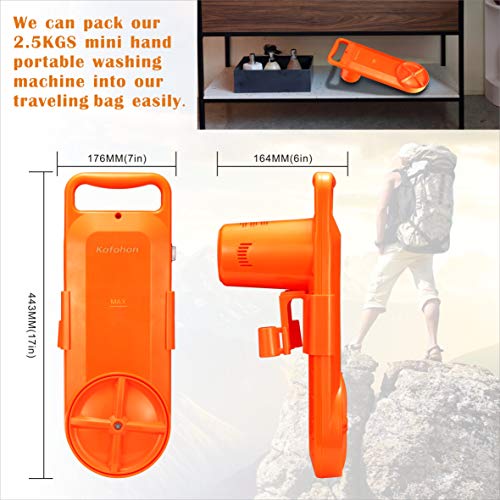 KOFOHON Orange Portable Mini Washing Machine 6.5Lbs Compact Semi-Auto for Home & Travel