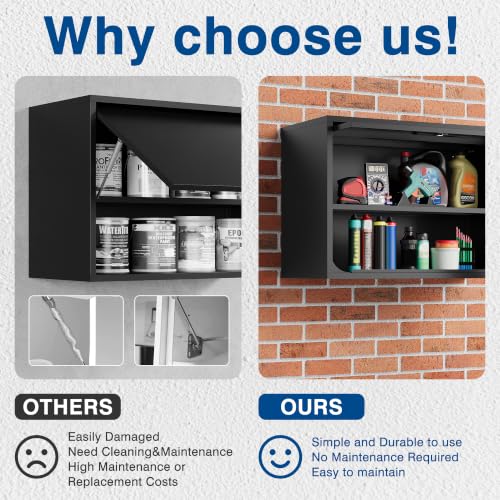 Fesbos 15.7" x 31.5" x 21.6" Black Metal Wall Cabinet with Locking Door, 0.6mm Steel, 120 lb Shelves