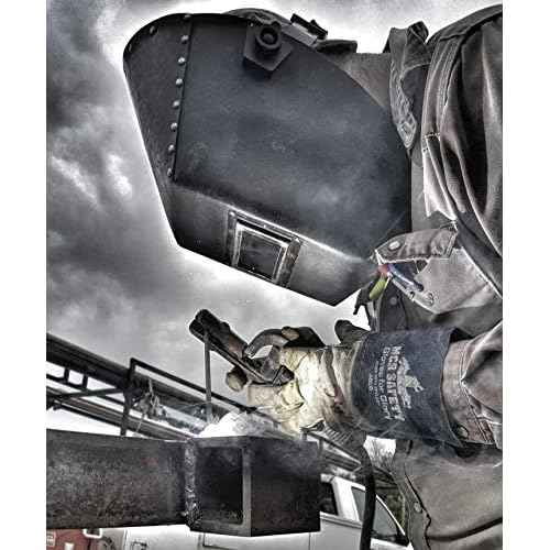 MCR Safety 4850L Gloves for Glory Premium Grain Goatskin MIG/TIG Welder Men's Gloves with Split Cow Gauntlet Cuff, Natural Pearl, Large, 1-Pair