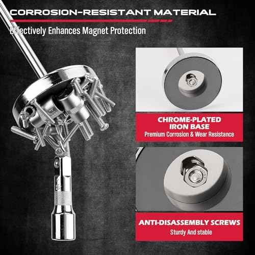 Telescoping Magnetic Sweeper Pickup Tool: Strong Magnet Pick up Nails Screws and Metal Parts Nut Bolts Steel Iron Parts Finder 35LB Pull Capacity Retractable 8.6" to 33" Telescopic Stick