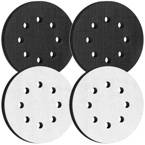4 Pcs 5 Inch Foam Sponge Sanding Pads 8 Hole Hook and Loop Interface Pads for Random Orbital Sander