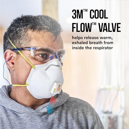 3M 8511 N95 Respirator Mask with Cool Flow Valve - 10 Pack, Disposable Safety Mask