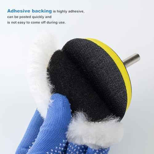 S SATC Wool Polishing Buffing Pad Set with 5PCS 3 Inch Wool Buffing Wheel for Drill, Hook and Loop Back Pad with M10 Drill Adapter, Compound Waxing and Polishing for Car Polisher
