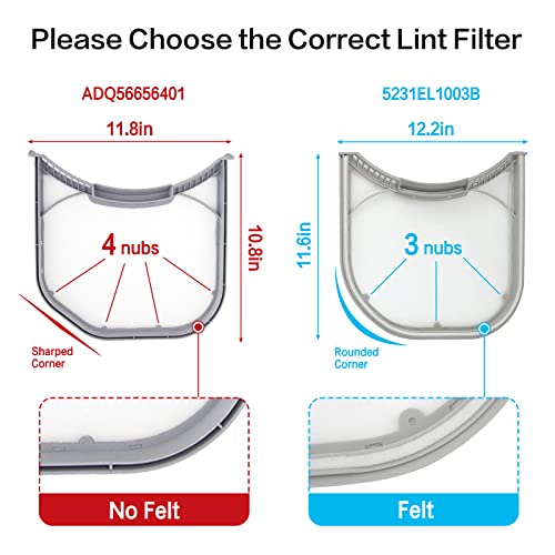 ADQ56656401 LG/Kenmore Dryer Lint Filter Replacement with Stainless Steel Screen