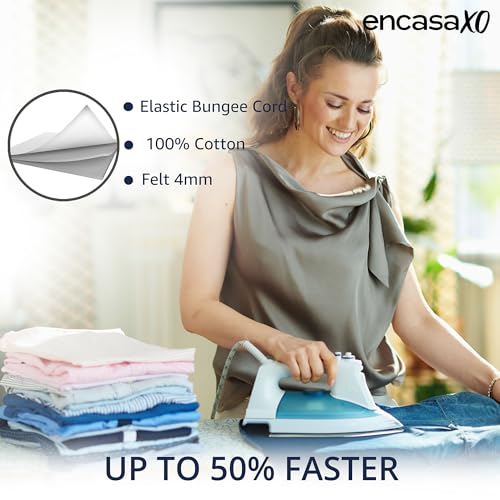 Encasa XO 54" x 15" Large Ironing Board Cover and Pad, Natural, Scorch-Resistant