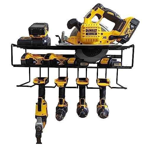 C2M Heavy Duty Floating Tool Shelf & Organizer | Wall Mounted Garage Storage Rack for Handheld & Power Tools | USA Made, 100# Weight Limit, Compact Steel Design | Perfect for Father's Day | Black