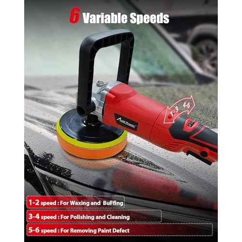 AVID POWER Car Buffer Polisher, 1200W 7 Inch/6 Inch Rotary Buffer Waxer, 6 Variable Speed 1600-3500 RPM, Detachable Handle & Side Handle for Car Detailing, Boat Sanding, Polishing and Waxing