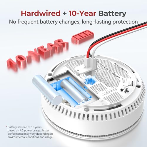Siterlink Hardwired Smoke Detector Carbon Monoxide Detector Combo 10 Year Battery up, UL 217-9th Conforming, Interconnected Smoke & CO Alarm with Bilingual Voice Alerts, 1 Pack