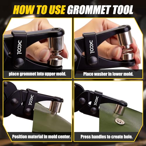 XOOL 3/8 Inch Grommet Tool Kit with 200 Grommets & Pliers for Canvas, Banners, Leathercraft