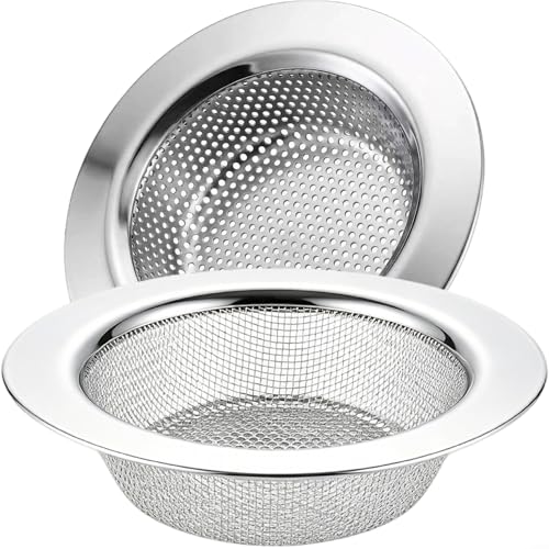 Stainless Steel Kitchen Sink Strainer 4.5 Inch Wide Rim Mesh & Punching Design