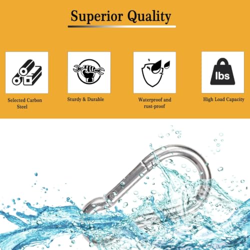 V-chen Silver Heavy Duty 3.12 Inch Carabiner Clips 60PCS M8 Spring Snap Hooks