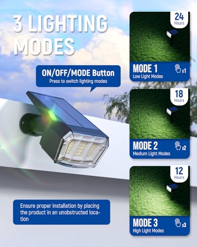 AUDERWIN Outdoor Solar Spot Lights 4 Pack Waterproof Cool White
