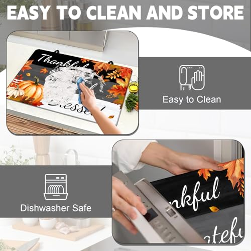 ENCHAN 28x20 Inch Glass Top Stove Cover - Heat-Resistant, Black & Yellow Fall Leaves