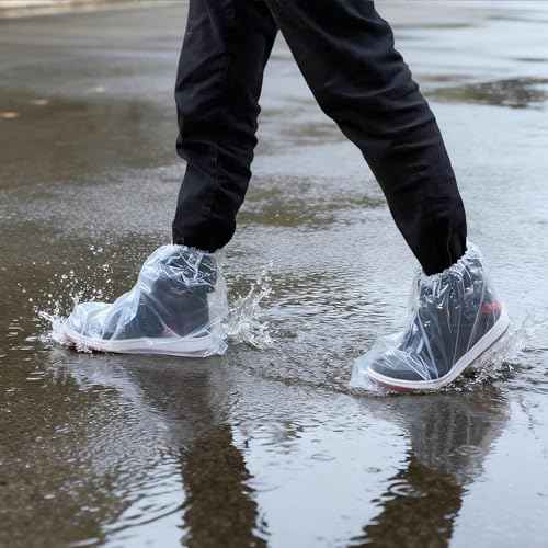 20Pcs Rain Covers for Shoe Clear - Waterproof Disposable Plastic Clear Heavy Duty Shoe Covers for Men and Women