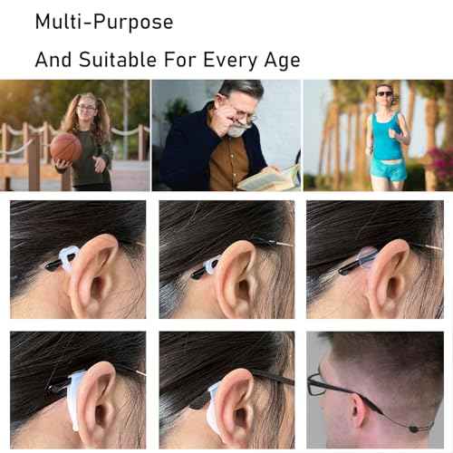 Eyeglasses Ear Grippers Set, 21 PCS Anti Slip Eyeglasses Holder Strap and Grip for Behind the Ear, Comfortable Silicone Holder for Sunglasses Presbyopia Glasses Sports Glasses
