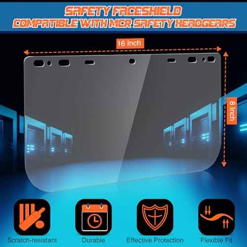 Saillong 2 Pack Clear PETG Face Shield Compatible with MCR Safety 181640, 16x8x0.06 Inches Splash Protective and Impact Resistance, Polycarbonate Safety Faceshield Compatible with MCR Safety Headgears