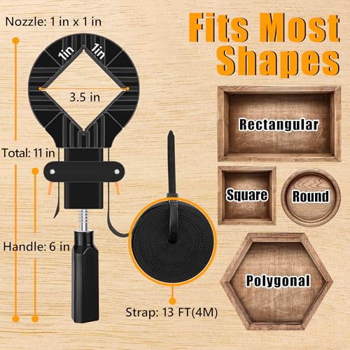 Feekoon 1 Pack 13 FT Belt Band Strap Clamps for Woodworking, Quick Release Band Clamps with 4 Corner Claws, Thick and Sturdy Belt Clamp, Adjustable Picture Frame Clamp Tool