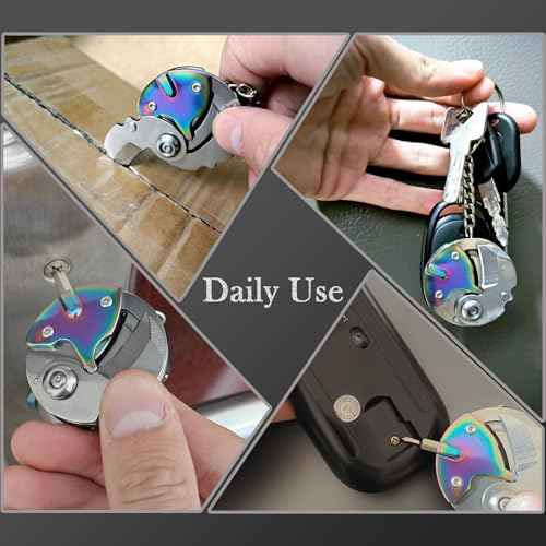 Rainbow Folding Keychain Pocket Knife, Small EDC Multitool with Screwdriver Set, Mini Utility Knife for Men & Women, Compact Manual Tool