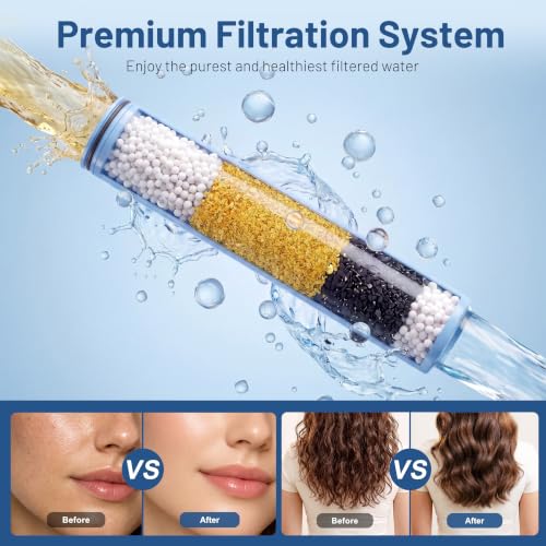 MakeFit 8 Inch Matte Black Dual Filtered Rain Shower Head & Handheld Combo with Adjustable Bar