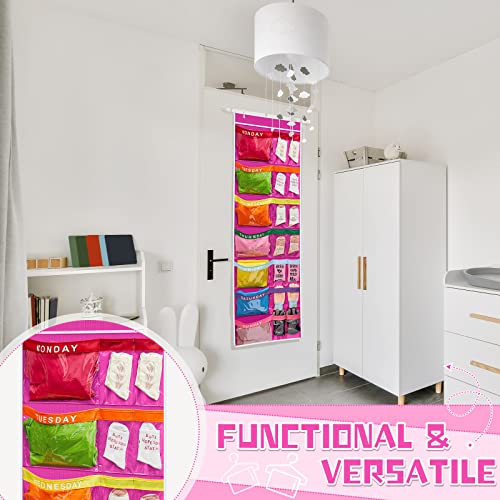 Kids Weekly Clothes Organizer with 21 Large & Small Pockets, Over-the-Door Storage