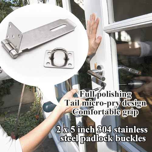 5 Inch Door Locks Hasp Latch 2 Pack,304 Stainless Steel Safety Padlock Clasp Hasp Lock Latch with Combo Lock & Padlock,Heavy Duty Gate Latch Lock with Screws