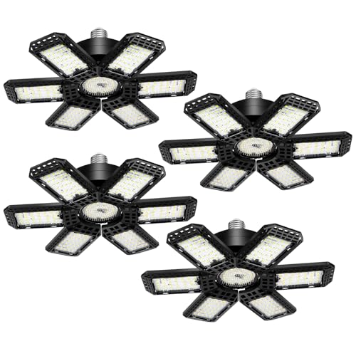 XILLUMI CORE 160W LED Garage Lights 4 Pack, Ceiling LED 28000LM 6500K, Adjustable Panels