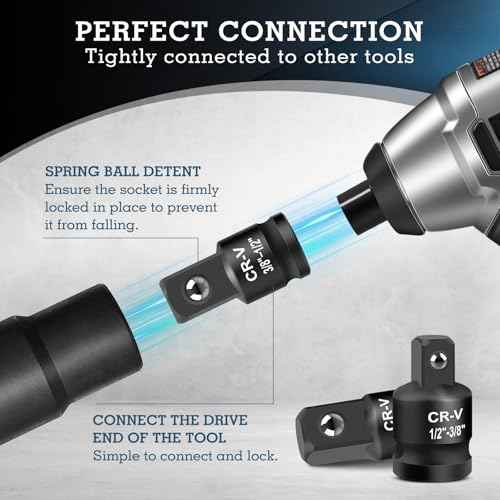 2PCS Impact Socket Adapter and Reducer Set, 1/2" to 3/8" & 3/8" to 1/2" Inch Square Drive Wrench Adapter, CR-MO Steel, for Drill, Breaker Bar, Ratchet Drive, Christmas Stocking Stuffers for Adults