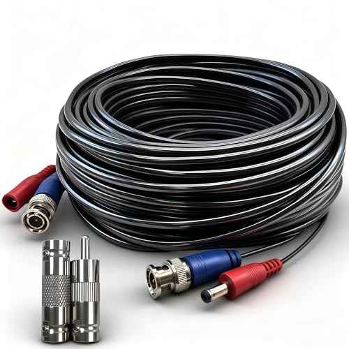 BNC Video Cable-£¨16.4ft-100ft£© 4mm Thickened Upgrade, Safer & Reliable Integrated BNC Video Power Extension Cable for Security Camera CCTV Monitoring and DVR System installations (1, 33ft)