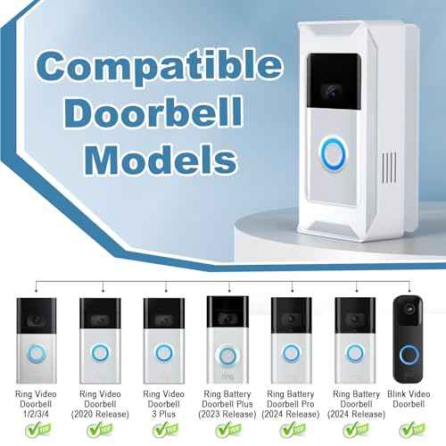 Anti-Theft Video Doorbell Mount Compatible with Ring/Blink Wireless Camera Doorbell, Adjustable Angle Doorbell Mount No-Drill Battery Doorbell Bracket for Houses, Apartments, Businesses£¨White