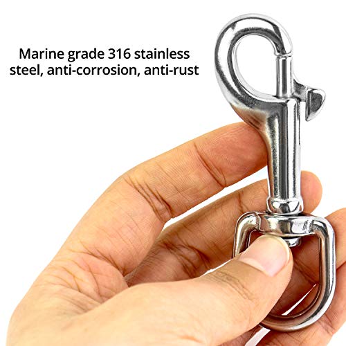 QWORK Stainless Steel Trigger Clips with Swivel Joints 90mm Silver 2 Pack