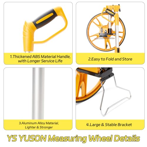 YS YUSON Metric Measuring Wheel 10,000m Foldable, 12-Inch Wheel with Carry Bag
