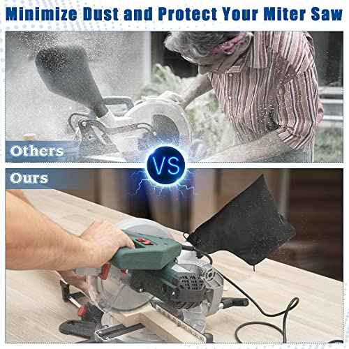 Black Dust Collection Bag for Miter Saw 255 Model with Zipper and Wired Adjustable Stand, Dust Collector Bags for Miter Saw, Tank Belt Sander, Edge Planer, Diagonal Saw (2 Pack)