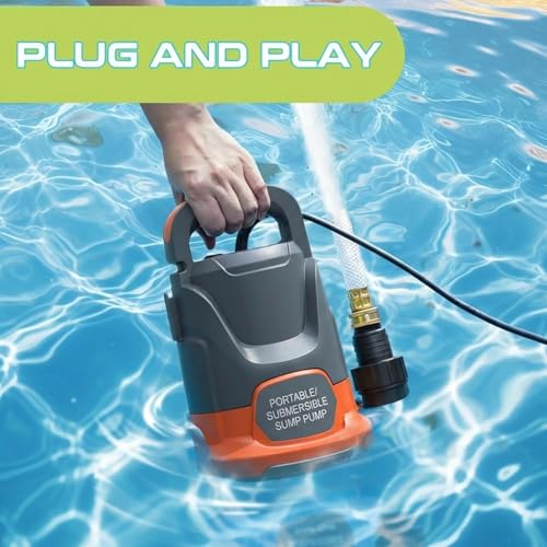 PANRANO 1.5HP Submersible Water Pump - Orange, 5600GPH Electric Sump Pump