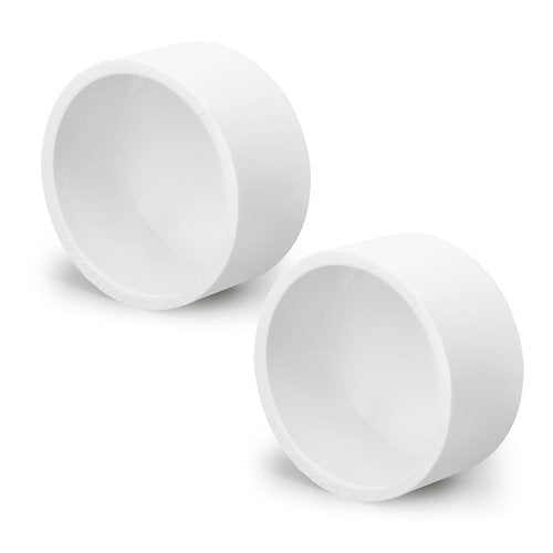 SCH40 PVC Cap 2 Inch - Fit Standard 2" SCH40 PVC Pipes (OD Approx. 2.375"), Zernmiarder Furniture Grade Pipe Caps, White Pipe Cover Fittings for Plumbing, DIY, Garden & Furniture - 2 Pcs