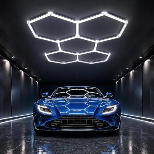 HYPERLITE Gen II Hexagon Garage Lights 168W 16800LM 5 Grids, Ultra Bright 6500K