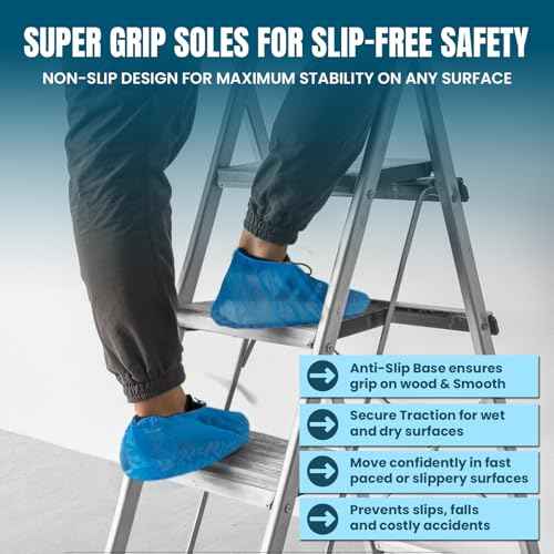 Shoe Covers Disposable Non-Slip, Large 50 Count, Premium Cloth Boot Covers, Slip-Resistant, Durable, Breathable, Non-Toxic, Recyclable booties for shoes covers ? Fits Men 11/Women 13 ? Blue
