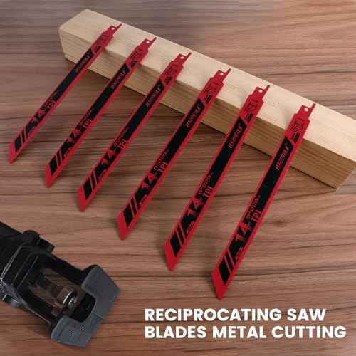 6-Piece Metal Reciprocating Saw Blades, 9"/229mm 14TPI Bi-Metal Sabre Saw for Metal Pipe, Sheet, Rebar