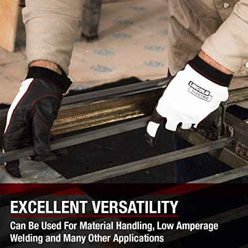 Lincoln Electric Full Grain Leather Welding / Work Gloves | Padded Palm| XL | K2977-XL, White/Black
