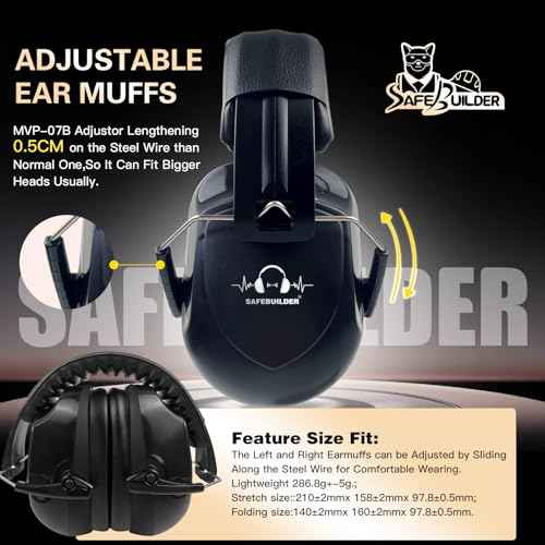 Ear Muffs Noise Reduction SNR 33dB Adjustable Lightweight Safety Earmuffs Sound Proof Noise Cancelling ANSI