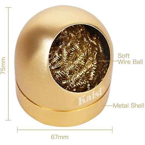 Kaisiking Soldering Iron Tip Cleaner Solder Tip Cleaning Wire and Holder Station Soft Coiled Brass with 3 Pcs Solder Tip Cleaning Wire and 1 Pcs Holder For Cleaning Soldering Irons and Tips