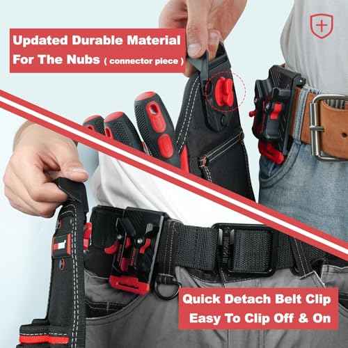 MELOTOUGH Small Electrician Tool Pouch Nail Screw Work Pocuh Tool Belt Pouch with Belt Clip Attachment Tradesman Tool Bag Pouch with Hammer Loop Electrician Tool Holster