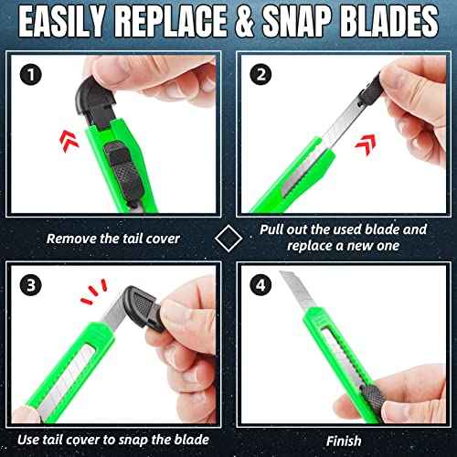 16 Pack Box Cutter Retractable, 9mm Wide Utility Knife, Box Opener, Disposable Box Cutter Knife, Box Ppener, Navajas de Trabajo Exacto Knife for Home, Office Use