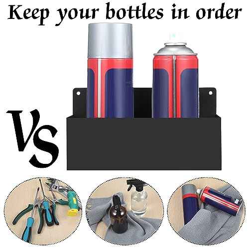 Gisafai 2 Pcs Magnetic Aerosol Spray Can Holder Heavy Duty Magnet Toolbox Bottle Holder Easy Install Spray Can Organizer Wall Mounted Bottle Rack for Garage(8.27 x 3.15 x 4.33 Inch,Black)