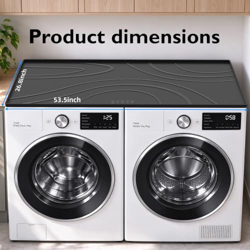 KVRG Large Grey Washer & Dryer Drain Pan 53.5x26.8 in Raised Edge Non-Slip