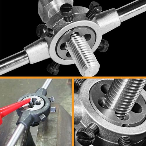 M8 x 1.25mm Metric Tap and Die Set, M8 x 1.25mm High-Speed Steel Machine Round Tap Die Set, Right Hand Thread Tap and Round Thread Die Tool