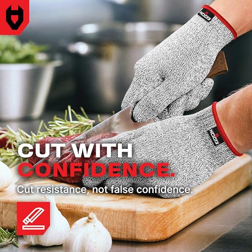 NoCry Level 5 Food Safe Cut Resistant Gloves Medium Grey for Food Prep
