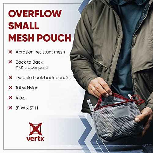 Vertx Overflow Pouches, Mesh Zipper Pouch for Tactical Gear, Backpack Accessories, Storage of Cables, Tool Kits, EDC Survival